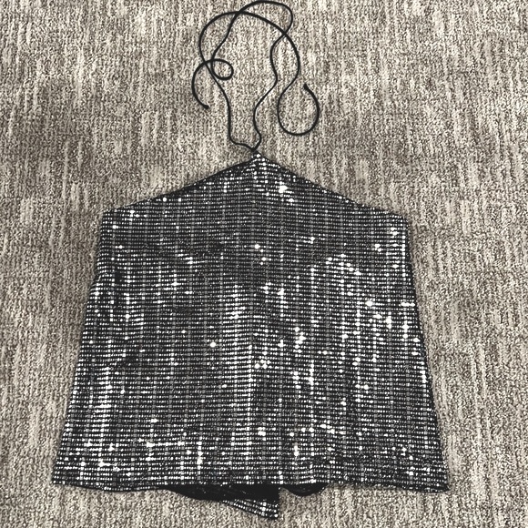 Zara Tops Zara Sequined Halter Top Poshmark